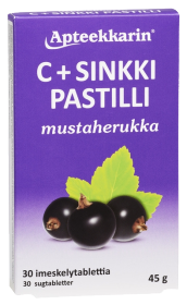 Kuva Apteekkarin C+ Sinkki mustaherukka pastilli, 30 kpl