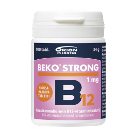 Kuva Beko Strong B12 1 mg 100 tabl. suussa hajoava purutabletti mansikka