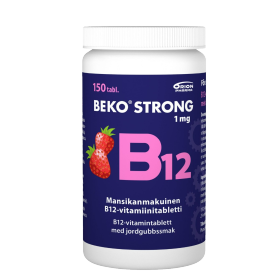 Kuva Beko Strong B12 1 mg 150 tabl. suussa hajoava purutabletti mansikka