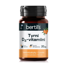Kuva bertil's D-vitamiini 20 µg Tyrni 100 tabl.