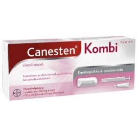 Kuva CANESTEN KOMBI 500 mg + 10 mg/g 1+20 g emulsiovoide + emätinpuikko, tabl