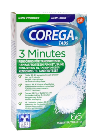 Kuva Corega Tabs 3 Minutes proteesinpuhdistus, 66 kpl