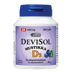 Kuva Devisol Mustikka 20 mikrog 200 tabl.