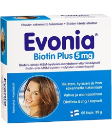 Kuva Evonia Biotin Plus 5 mg, 60 kaps.