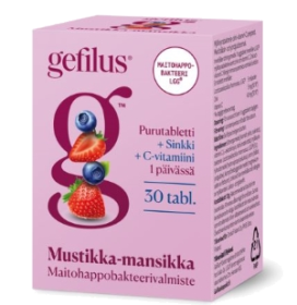 Kuva Gefilus C+Sinkki Mustikka-mansikka purutabletti 30kpl