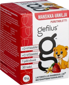 Kuva Gefilus+D Mansikka-vanilja purutabletti, 30 tabl.