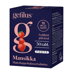 Kuva Gefilus Forte maitohappobakteerivalmiste purutabletti mansikka 30 kpl