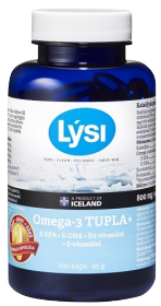 Kuva Lysi Omega-3 Tupla+ kalaöljy-vitamiinikapseli, 100 kaps.