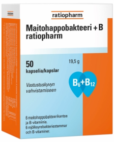 Kuva Ratiopharm Maitohappobakteeri + B 50 kapselia