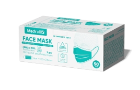Kuva Medrull Face Mask kirurginen suu-nenäsuojus Type I vihreä 50kpl