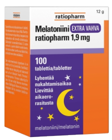 Kuva Ratiopharm Melatoniini Extra Vahva 1,9 mg 100 tablettia