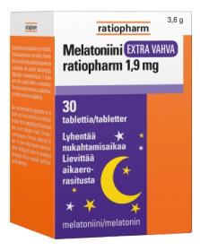 Kuva Ratiopharm Melatoniini Extra Vahva 1,9 mg 30 tablettia