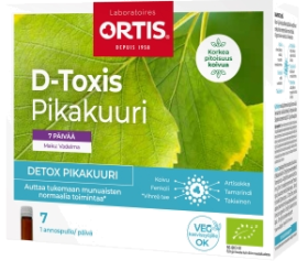 Kuva Ortis D-Toxis Detox Pikakuuri Vadelma Luomu 7x15 ml 