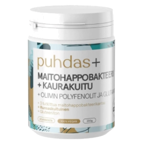Kuva Puhdas+ Maitohappobakteeri + Kaurakuitu + Oliivin polyfenolit ja Glutamiini 200 g