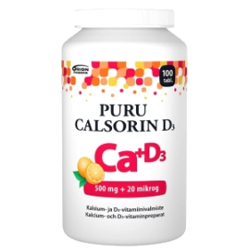 Kuva Puru Calsorin 500mg + D3 20mcg 100 purutabl