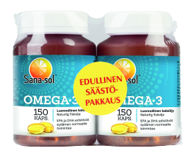 Kuva Sana-sol Omega-3 kalaöljyvalmiste säästöpakkaus, 2 x 150 kaps 