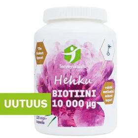 Kuva Terveyskaista Hehku Biotiini 10 000 µg+Sinkki+Metioniini+Kupari+Seleeni, 120 kaps.