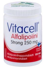 Kuva Vitacell Alfalipoiini Strong 250 mg 120 tabl.
