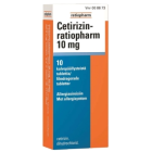 CETIRIZIN-RATIOPHARM 10 mg 10 fol tabl, kalvopääll
